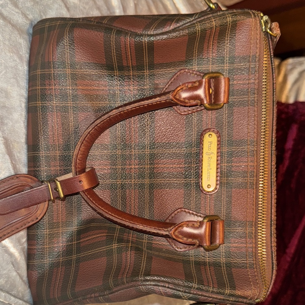 Polo by Ralph Lauren Brown Checkered Briefcase